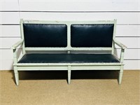 Painted Bench w/Black Leather