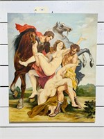 Signed " The Rape of the Daughters" Oil Painting