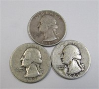 3 Washington Quarters .90% Silver