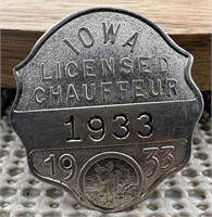 Vintage Chauffer license badge / pin
