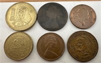 Vintage British and Mexican coins