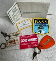 Vintage B.A.S.S. sticker - keychain lot