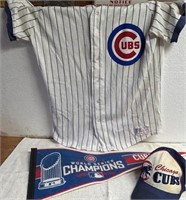 Chicago Cubs jersey, cap, pennant lot