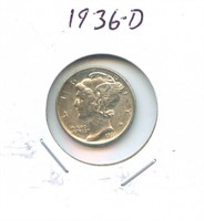 1936-D Mercury Silver Dime
