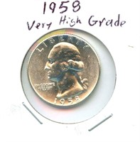 1958 Washington Silver Quarter - Very High Grade
