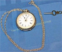 La Mignonne .935 Key Wind Watch, Sterling Chain