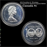 1974 Canadian $1  Winnipeg Centennial In Original