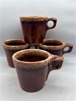 4 Hull pottery brown glaze mugs