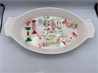 Vintage glass candy & whittier pottery dish