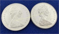 (2) 1965 Canada silver dollars  Elizabeth II