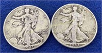 (2) Walking Liberty silver half dollars  1943