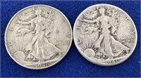 (2) Walking Liberty silver half dollars  1946-D