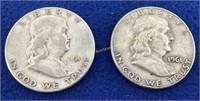 (2) Franklin silver half dollars  1961-D  1951-S