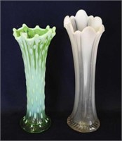 Lot of 2 opalescent vases - 12" and 10 1/2"