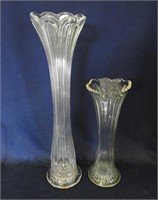 Pair of pattern glass vases - crystal