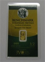 1/2 gram .999 Gold Bar - Benchmark