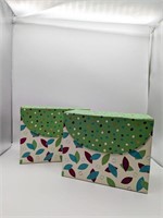 Two Decorative Card Storage Boxes w/ Cards