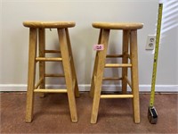 Two wooden barstools