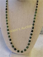 sterling & jade necklace 24" beauty! icy green!