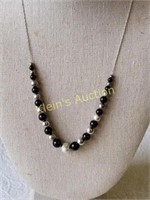 sterling & onyx bead necklace 20" beauty!