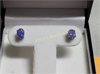 sterling & tanzanite earrings appx 2 carats pierd