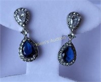sapphire teardrop earrings from estate 1"