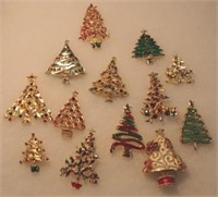 13 JEWELRY CHRISTMAS TREE LOT BROOCHES