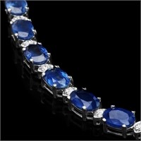 14K WG Sapphire 12.00ct & Diamond Bracelet 0.50ct