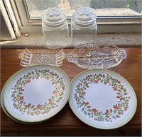 Vintage Melamine Dinner Plates w/Floral Print, Gla