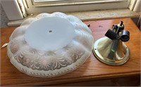 Large Vintage Etched/Frosted Glass Ceiling Lamp