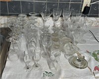 Large Lot of Vintage Glassware - Goblets, Cordials