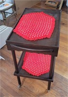 Vintage Wooden Kitchen Cart/Trolley w/Hand Sewn Ma