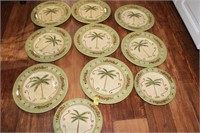 Palm tree plates, bowls