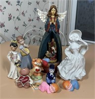 Ceramic Figurines, Angel Nativity Scene, Tenderhea