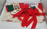 Vintage Christmas Decorations - Red Ribbons, Stock