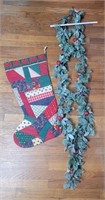 Vintage Hand Sewn Patchwork Christmas Stocking, St