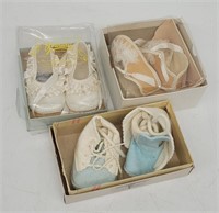 (3) Pairs of White Vintage Baby Shoes, Fanny Farme