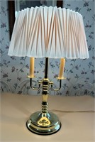 Vintage French Bouillotte Desk Lamp w/Two Candlest