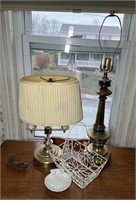 French Bouillotte Desk Style Two Arm Brass Candles