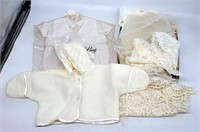 Baby Wintercoat w/Mittens, Lace Doilies/Table Clot