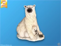 Mama Bear and Bear Cub Polar Bear Figurine