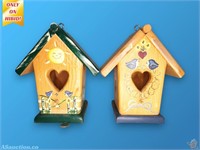 Pair of Wooden Painted Birdhouses