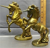 Vintage Solid Brass Unicorn Horse Bookends /