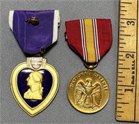 (2) World War II Medals Rare Purple Heart - See