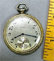 Antique 15J Elgin 25y Pocket Watch Gold Plated,