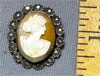 Victorian Sterling Cameo Brooch Excellent