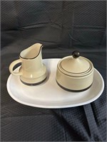 Porcelain Serving Tray / Cream / Sugar Containers