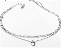 Sterling Silver Paperclip Heart Ankle Bracelet