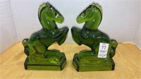 LE Smith green glass bookends 8’’H