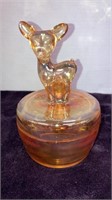 Jeannette glass carnival deer dresser box 4’’
